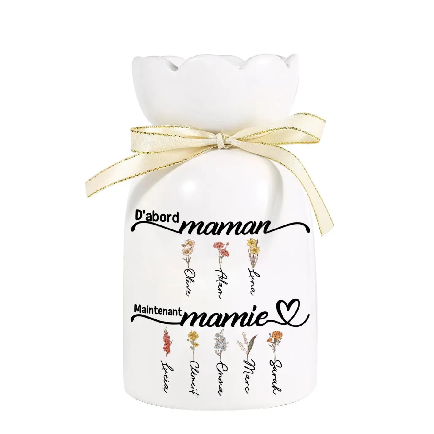 D’abord Maman™ - Vase familial personnalisé en céramique